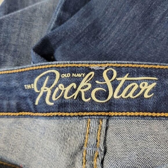 Old Navy Rockstar Size 6 Mid Rise Skinny Leg Distressed Blue Denim Jeans - Picture 7 of 7